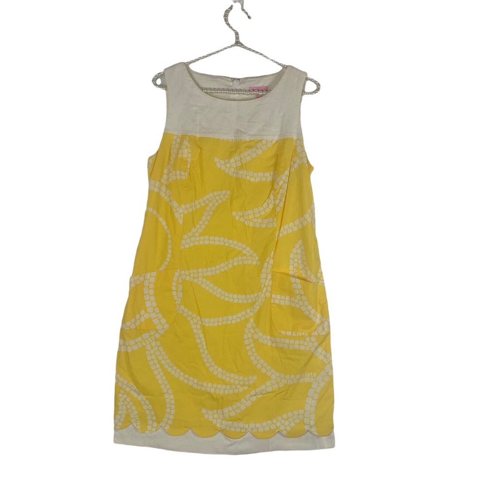 Lilly Pulitzer Sunny Sunshine Yellow Print shift Dress size 8